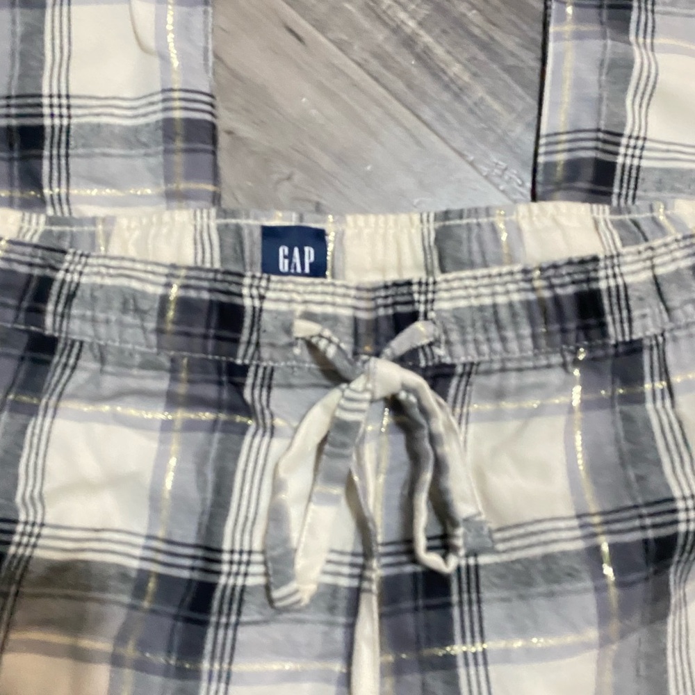 GAP Blue and White Plaid Lounge Pants